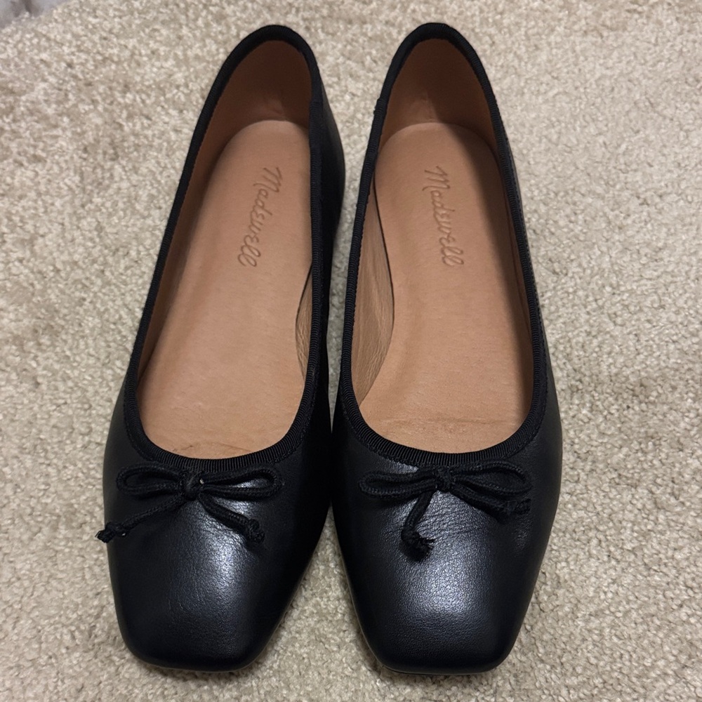 Madewell Black Leather Loafers with Bow